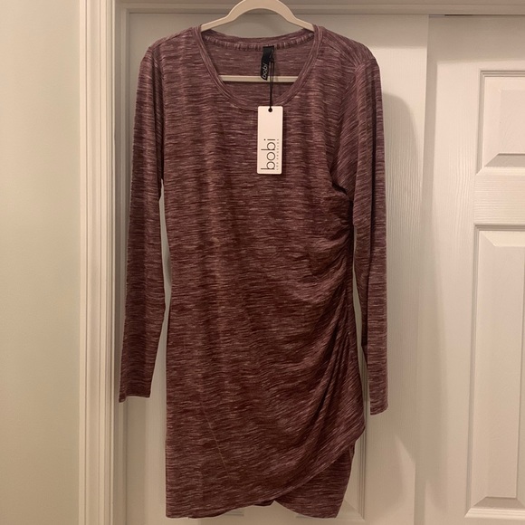 NWT Bobi Long Sleeve Ruched Dress - Picture 2 of 3